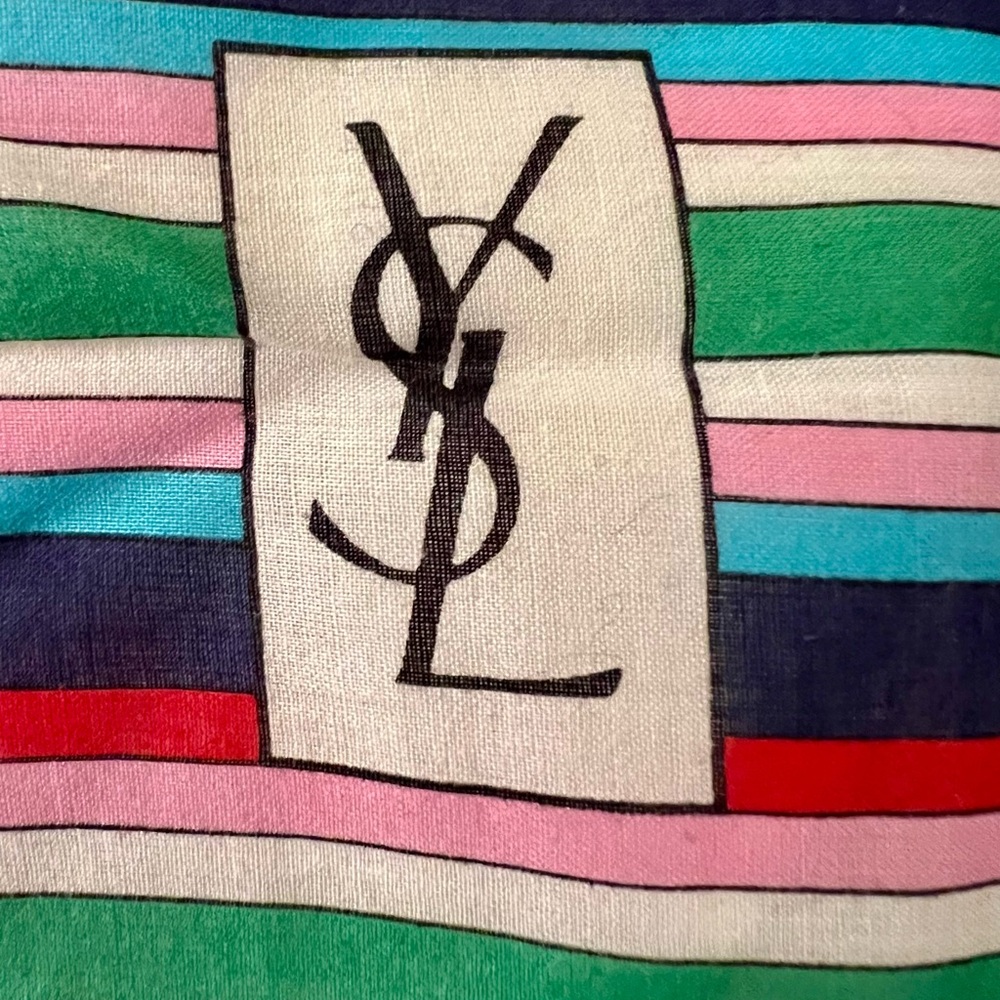 Yves Saint Laurent YSL Chic Vintage Cotton Striped Scarf - Picture 2 of 5